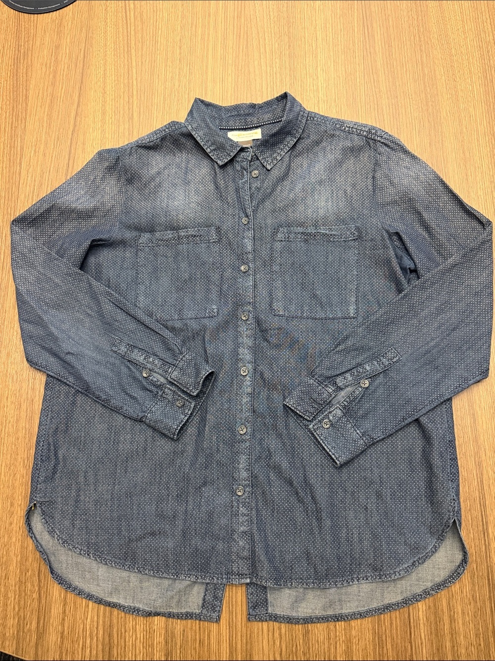 Pilcro by anthropologie Blue Textured Button-Down Shirt - Picture 1 of 5